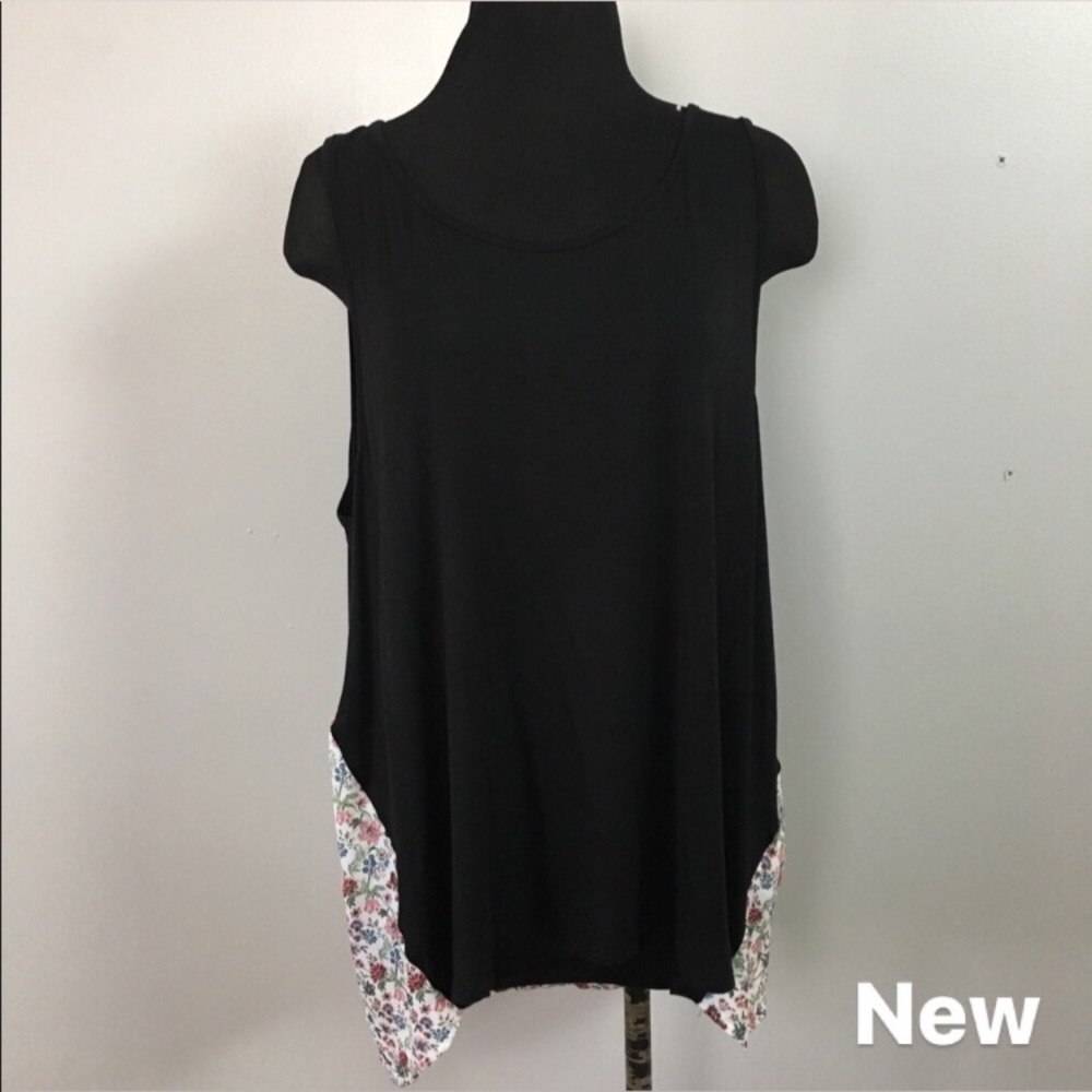 Gilli Black Sleeveless Tank w/ Floral Back | Stitch Fix Size 3X